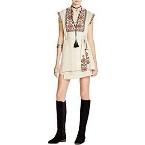 Free People Embroidered Wrap Dress Small